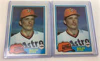2- 1981 Nolan Ryan Topps Baseball Cards