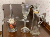 Glass Basket, Cruet & Cross Goblet