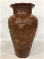 Large etched pottery vase