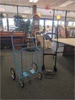 Blue Rolling Cart & Black Dolley