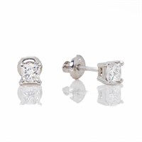 14k .75 ctw Natural Princess Diamond Stud Earrings