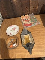 candle mirror, nut crackers, flowered bowl