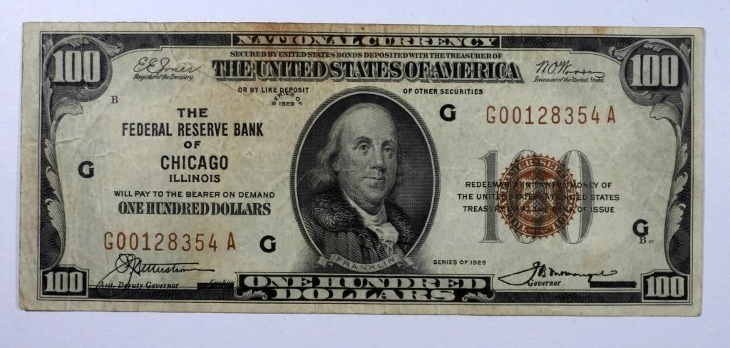 1929 $100 NATIONAL CURRENCY CHICAGO