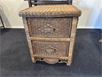 Decorative Timber & Cane 2 Drawer Bedside Cabinet