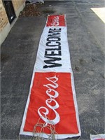 Large Cloth banner. Welcome COORS beer.