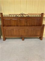 King Size Wood Bed w/ Wrought Iron Accents