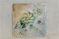 Hand-Painted Floral Art Tile