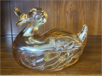 Glass Duck Covered Bowl
