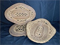 3 Vintage Pine Needle Baskets, Trays & Trinket