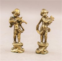 Italian Brass Musician Sculptures 2pc
