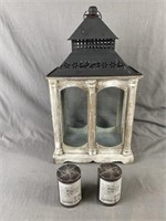 Vintage Patio Lantern with Candles (Black Top)