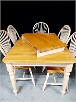 DINING TABLE + 5 - CHAIRS & 1 LEAF