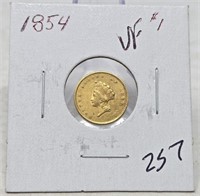 1854 $1 Gold VF