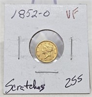 1852-O $1 Gold VF-Scratches