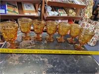 Lot of 7 Amber Cups Glassware