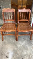 Pair of Early Cane Seat Chairs