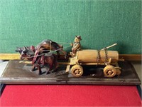 Wooden Horse & Cow Wagon Display