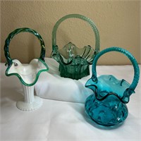 Fenton Emerald Glass Basket ++