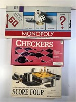 Monopoly, Checkers and Score Four Games