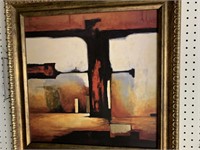 FRAMED CONTEMPORARY ABSTRACT PRINT - 24.5 X 24.5