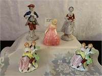 1 Royal Doulton, 4 Occupied Japan Figurines