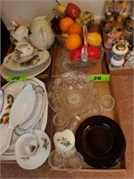 2 FLATS MISC. GLASSWARE- FRUIT AND BASKETS PLATES