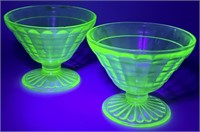 1930s Uranium Glass Sherbet Dishes
