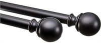 EXTENDABLE BLACK DUAL CURTAIN ROD 37-70IN