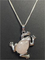 925 stamped 18-in chain with frog gemstone