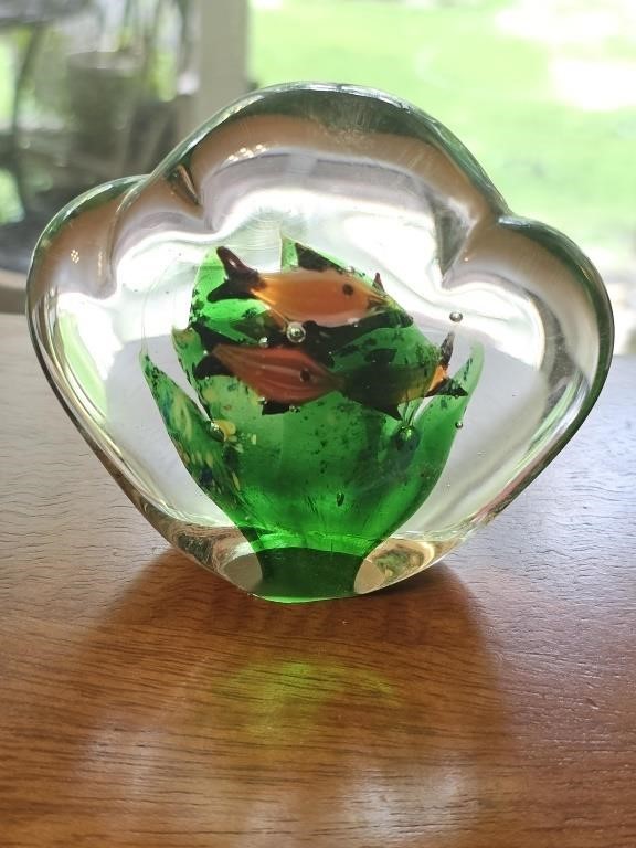 Ocean scene fish paperweight.