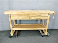 Windsor Design Solid Wood Carpenters Bench W Vise