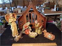 8 Piece "Bisque" Nativity Set. No Damage!
