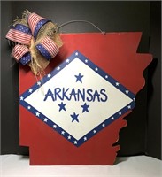 Patriotic Arkansas 22" Wooden Sign Hand Painted