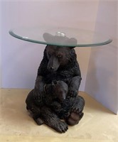 Black Bear Glass Top Table 18.5 dia, 18.5 tall