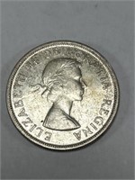 1958 Canadian Elizabeth II silver coin