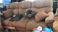Sofa & Love Seat Brown Fabric, 4 reclining