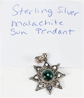 Sterling Silver Malachite Sun Pendant