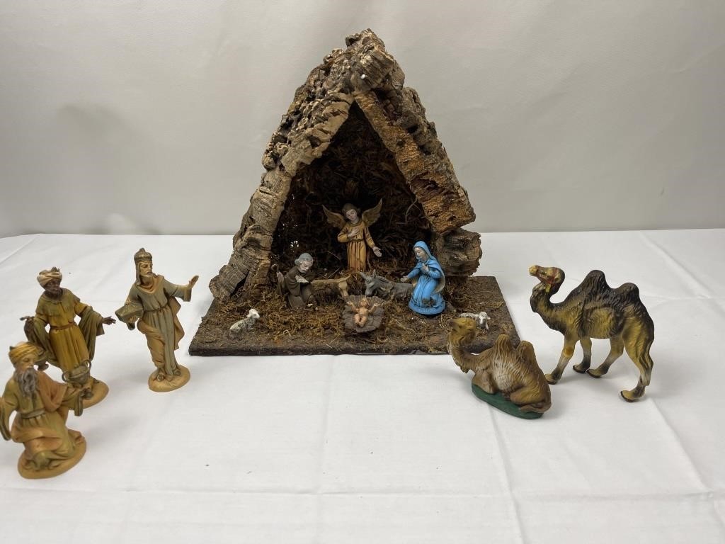 Nativity scene and tin collection