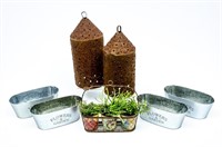 Primitive Candle Shades, Faux Herbs, Galvanized...