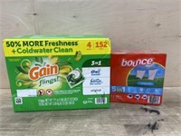 152 pack gain pods & 2 pack bounce dryer sheets