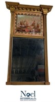 Antique Regency Gilt Wood Trumeau Mirror W/ Oil