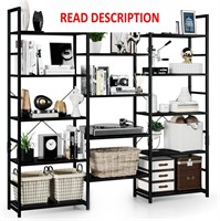 NUMENN 5 Tier Bookshelf  Black  14 Shelves