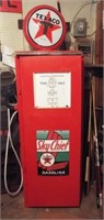 Homemade Texaco gas pump shelving unit with