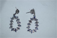 Sterling Silver Earrings w/ Tanzanite & White