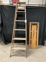 VTG Wood Step Ladder & Sears Heavy Duty Creeper