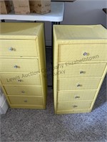 2 vintage vinyl covered cardboard chest drawers,