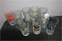 LOT OF TEN VARIOUS DISTELLERIES BEER GLASSES