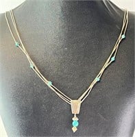 26" Liquid Silver Native Turquoise Necklace 12 Gr