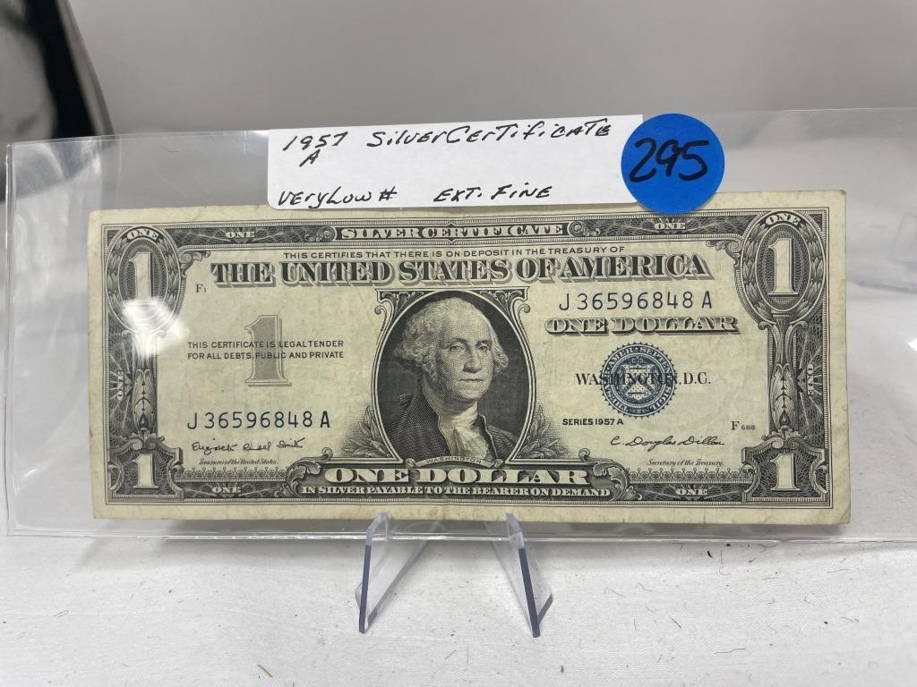 1957-A Silver Certificate Very Low # Ext Fine