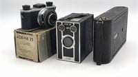 3 Vintage Cameras - Kodak Folding Pocket Kodak